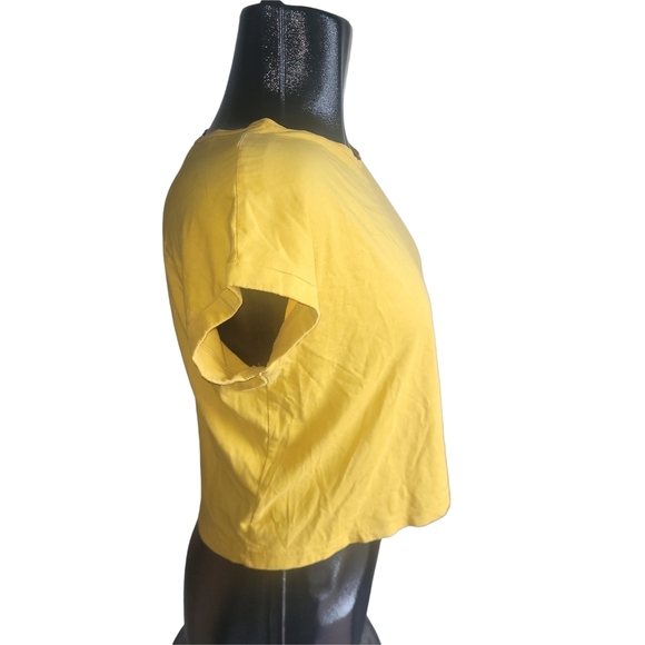 Zara Basic Womens Yellow Cropped T Shirt S - Picture 3 of 6